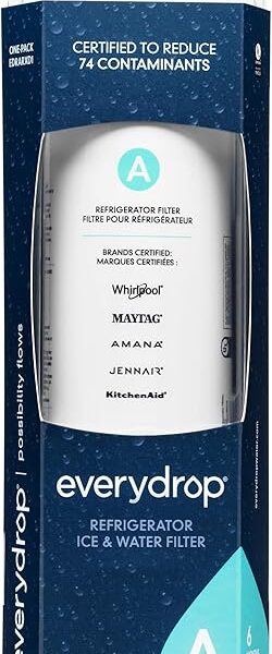 Everydrop® by Whirlpool Filter A provides fresh, clean water by reducing 99% of lead and contaminants. Replace every 6 months.